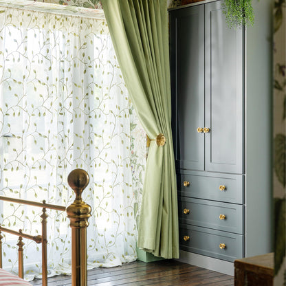 May Vine Leaf Embroidered Sheer Curtains