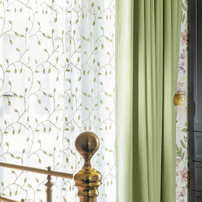 May Vine Leaf Embroidered Sheer Curtains
