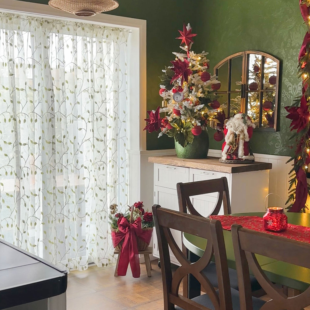 May Vine Leaf Embroidered Sheer Curtains