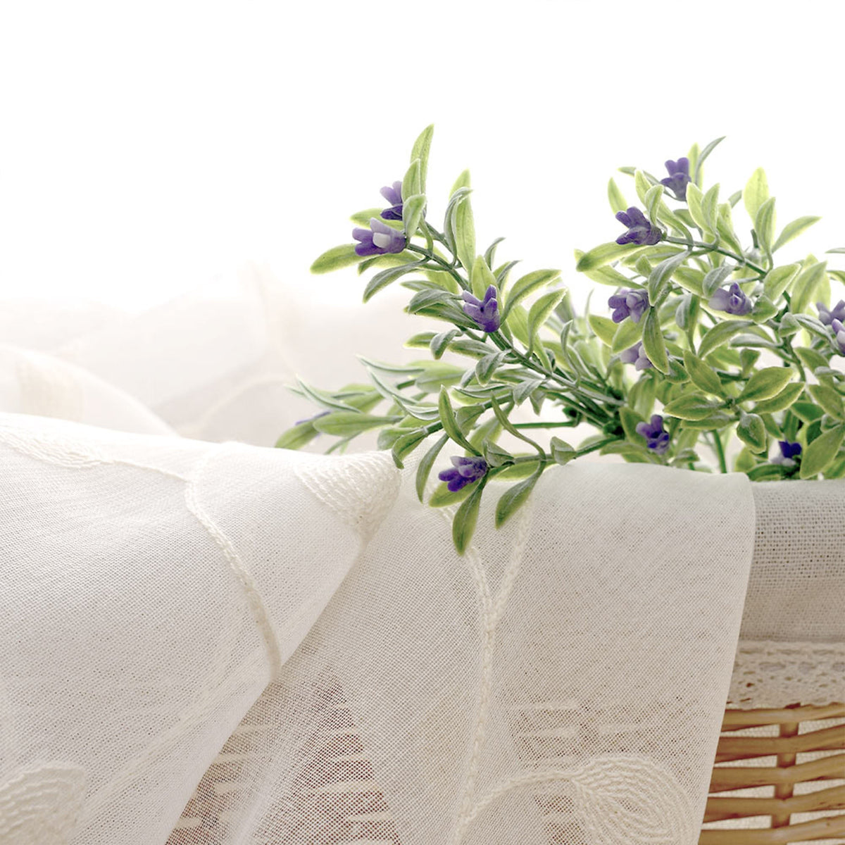 May Vine Leaf Embroidered Sheer Curtains