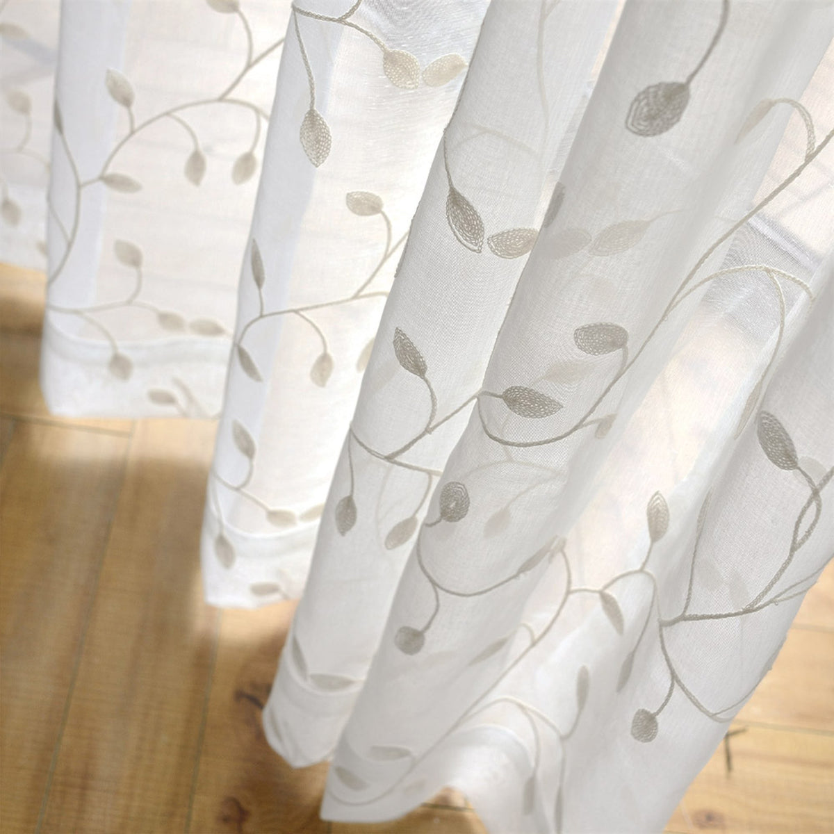 May Vine Leaf Embroidered Sheer Curtains