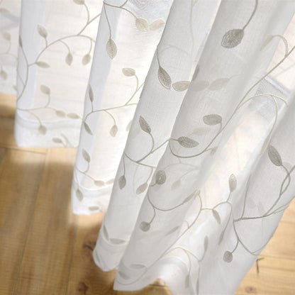 May Vine Leaf Embroidered Sheer Curtains