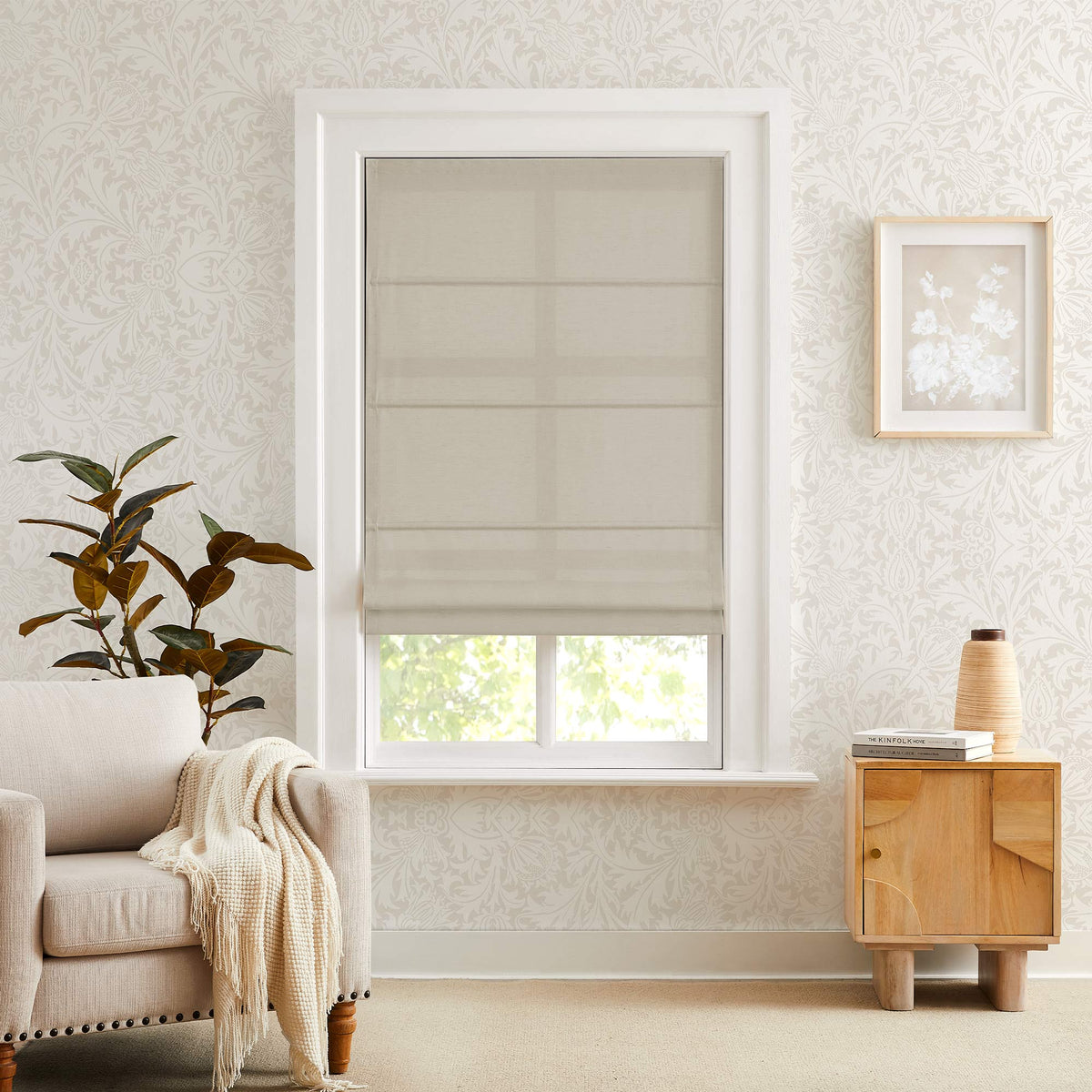 Sandra Custom Cotton Linen Sheer Roman Shades