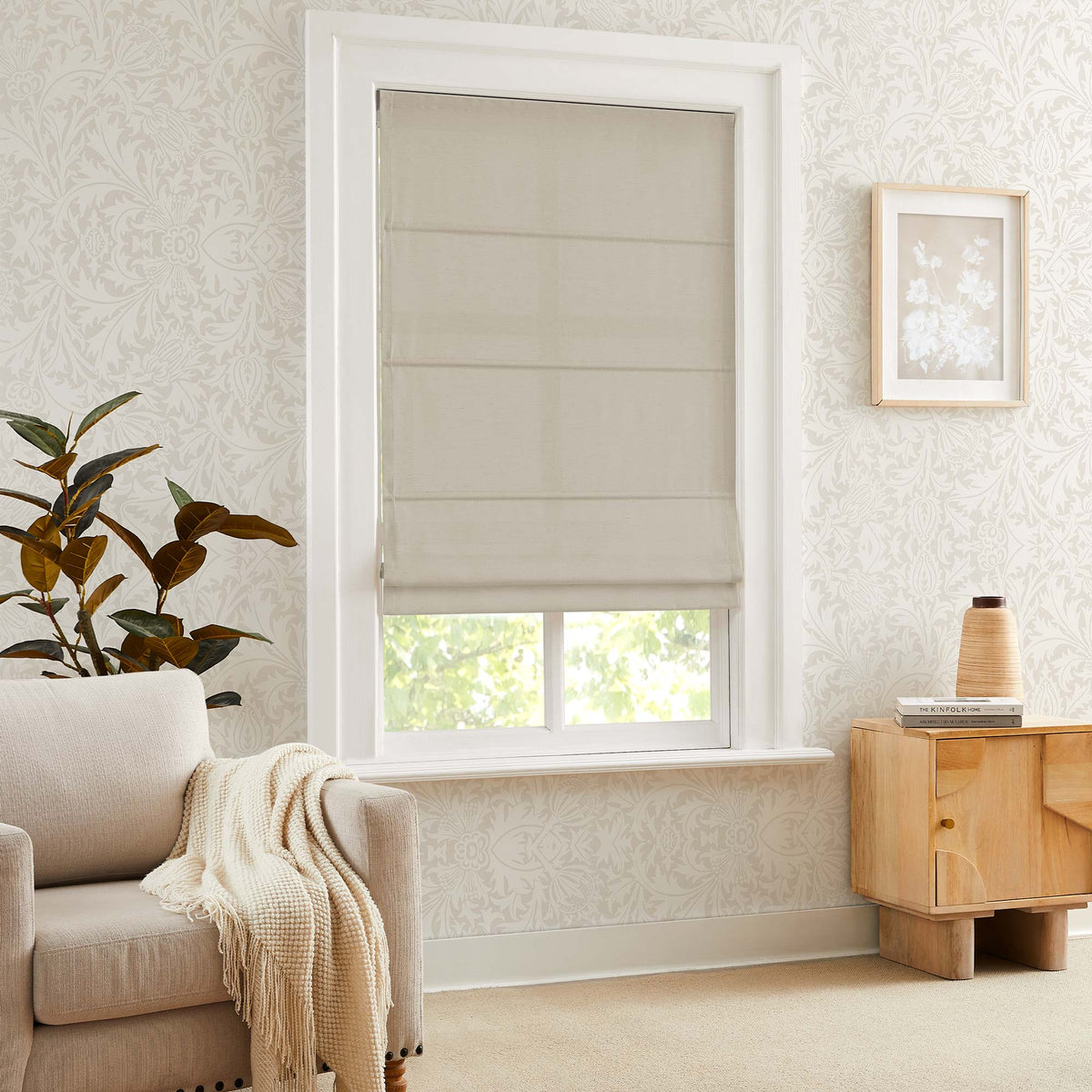 Sandra Custom Cotton Linen Sheer Roman Shades