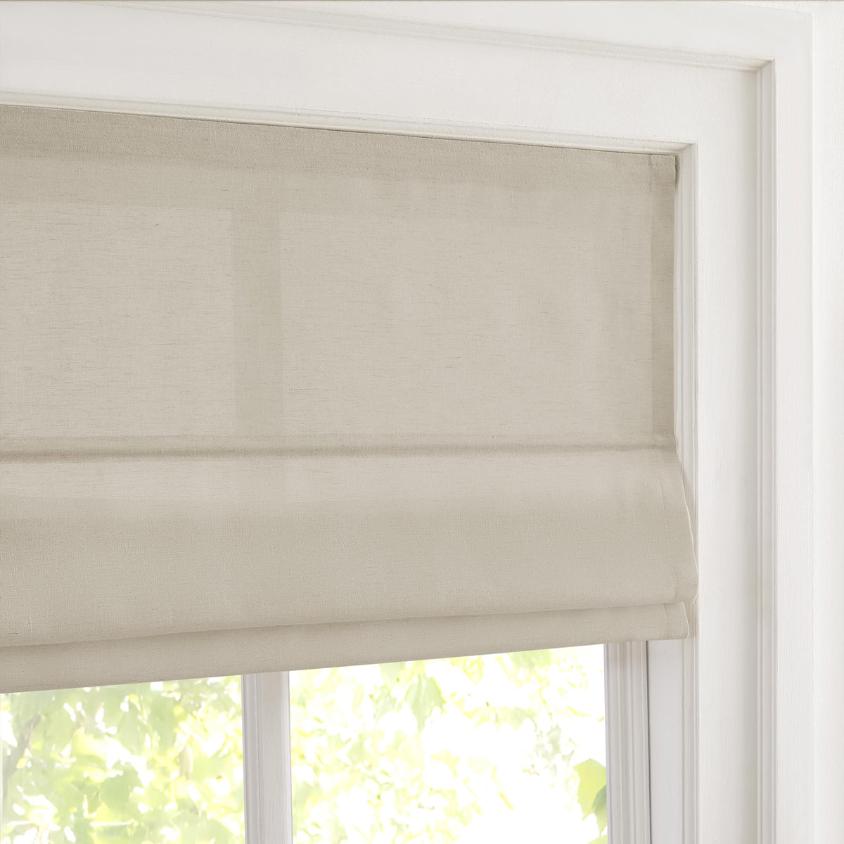 Sandra Custom Cotton Linen Sheer Roman Shades