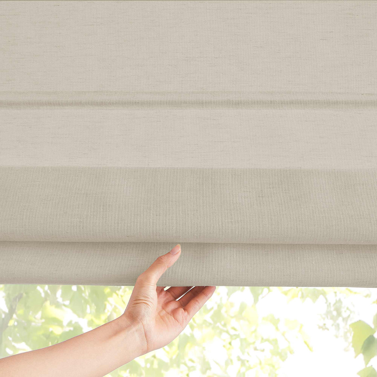 Sandra Custom Cotton Linen Sheer Roman Shades
