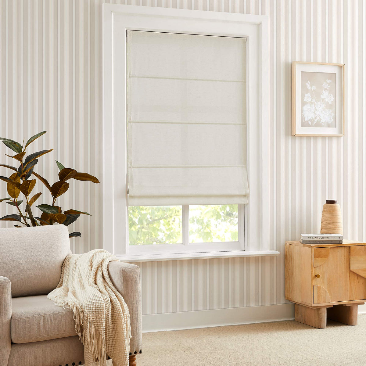 Sandra Custom Cotton Linen Sheer Roman Shades