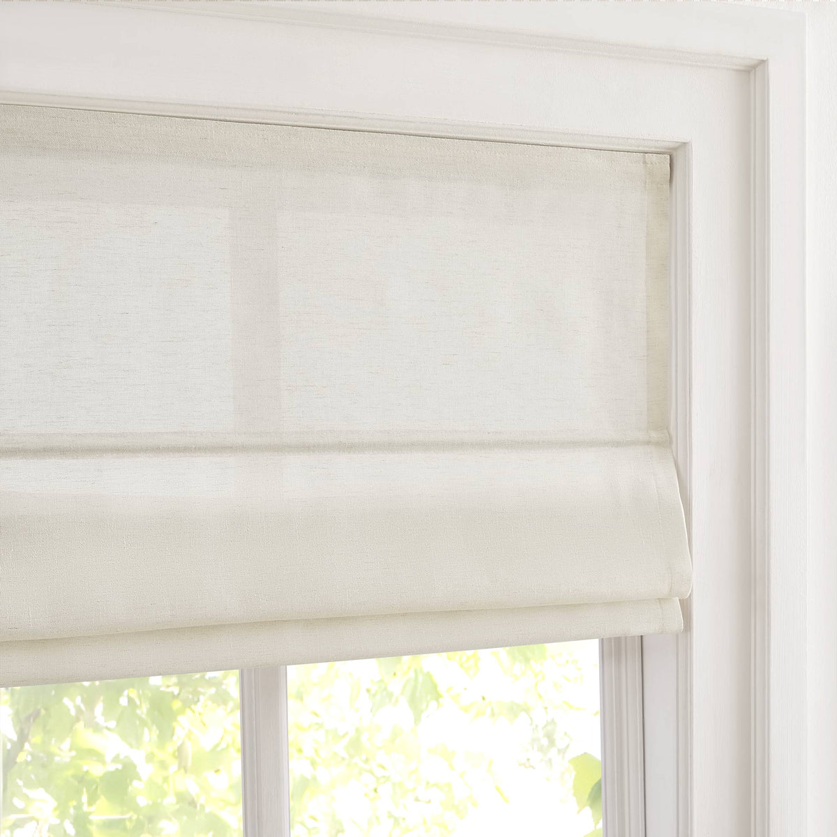 Sandra Custom Cotton Linen Sheer Roman Shades