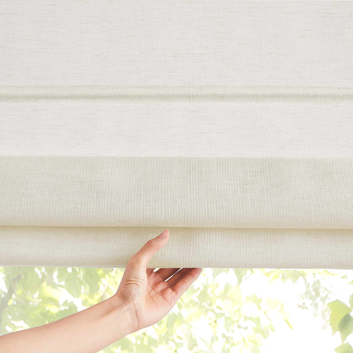 Sandra Custom Cotton Linen Sheer Roman Shades