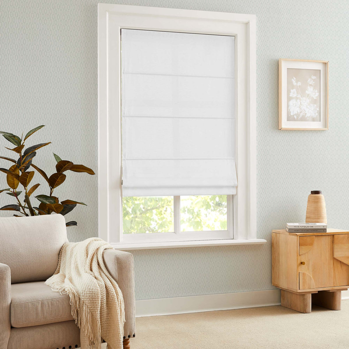 Sandra Custom Cotton Linen Sheer Roman Shades