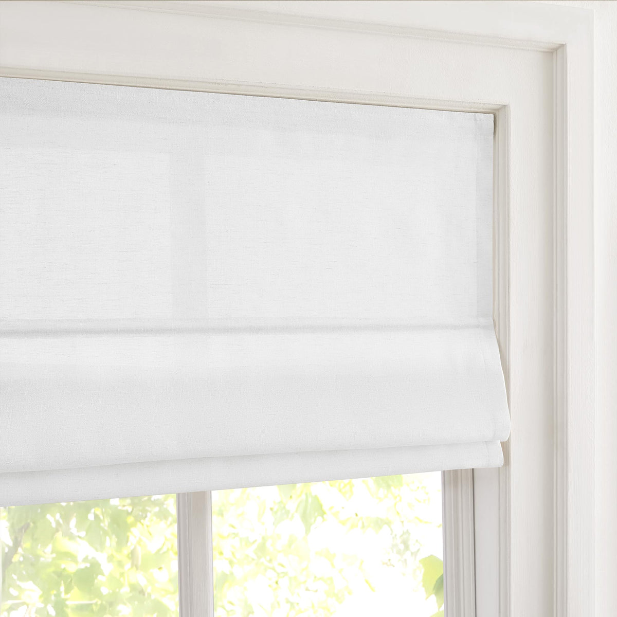 Sandra Custom Cotton Linen Sheer Roman Shades