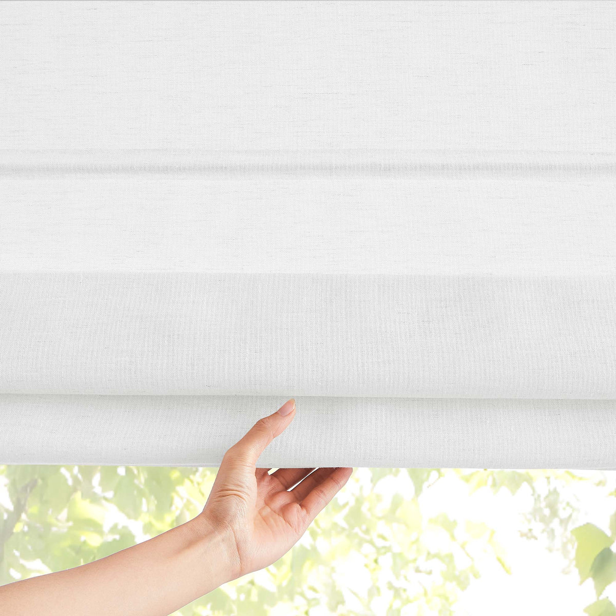 Sandra Custom Cotton Linen Sheer Roman Shades
