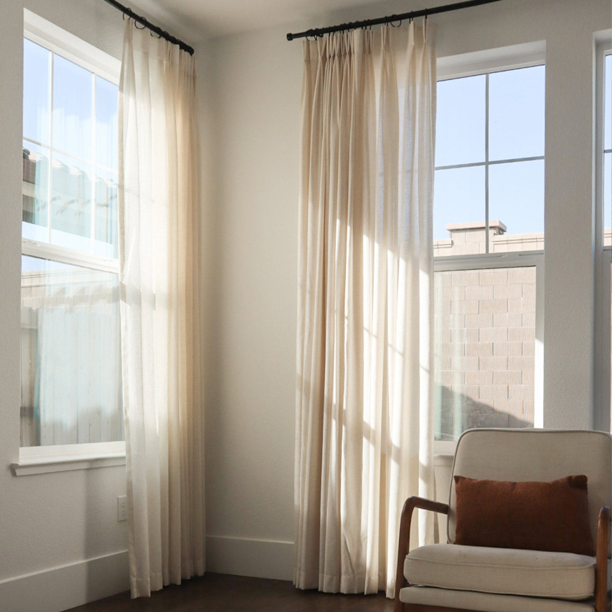 Sandra Cotton Linen Semi Sheer Curtains