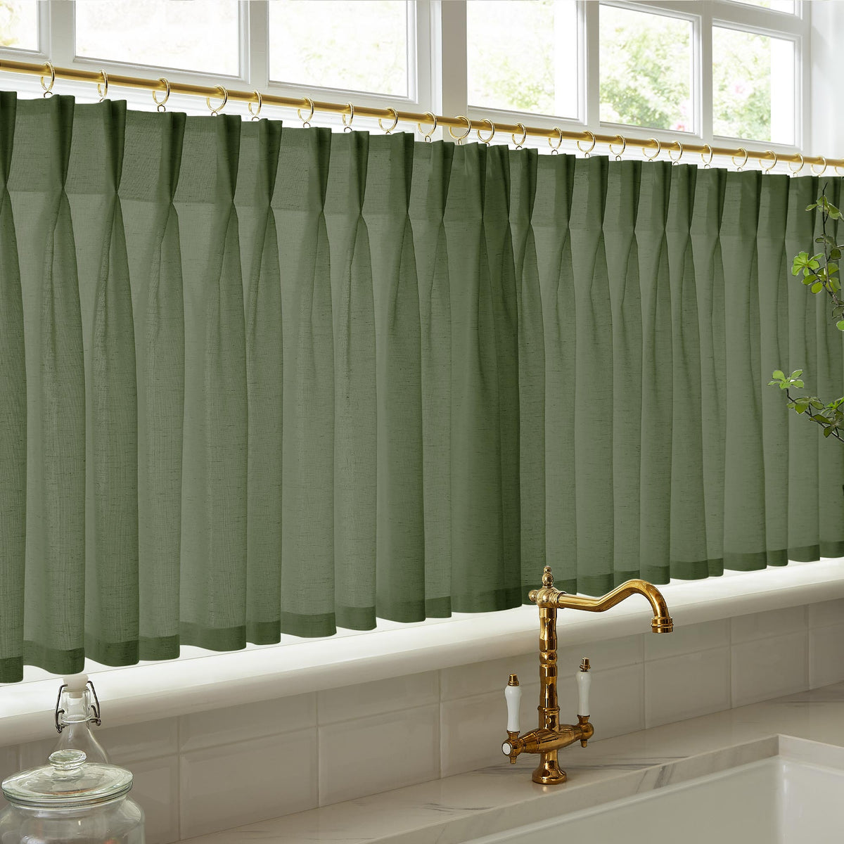 Sandra Cotton Linen Semi Sheer Cafe Curtains