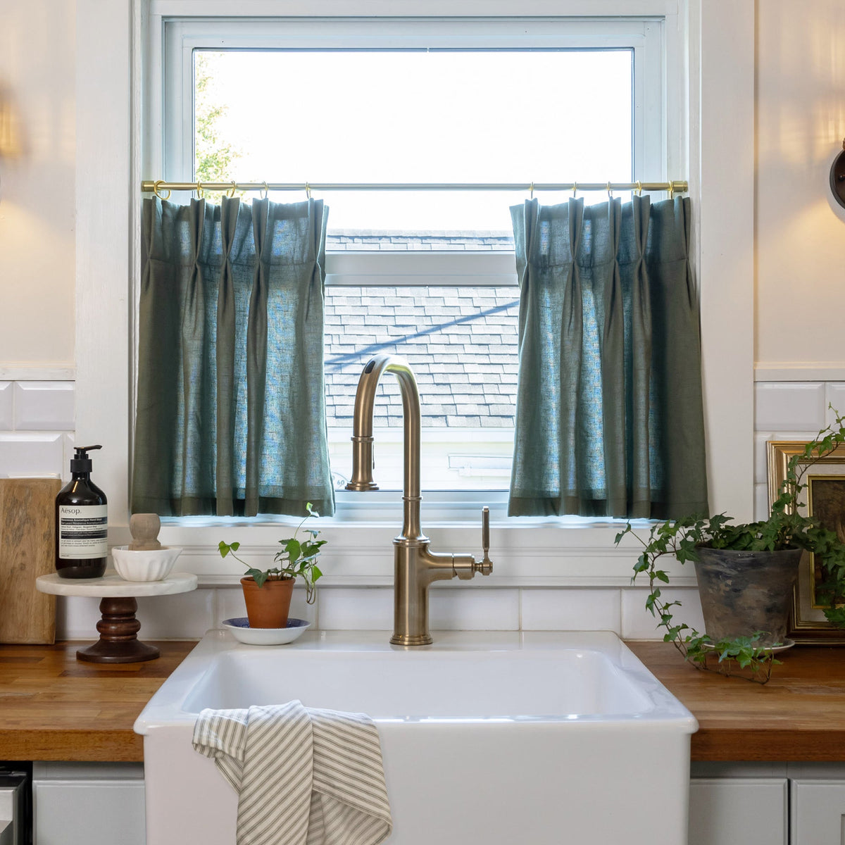 Sandra Cotton Linen Semi Sheer Cafe Curtains