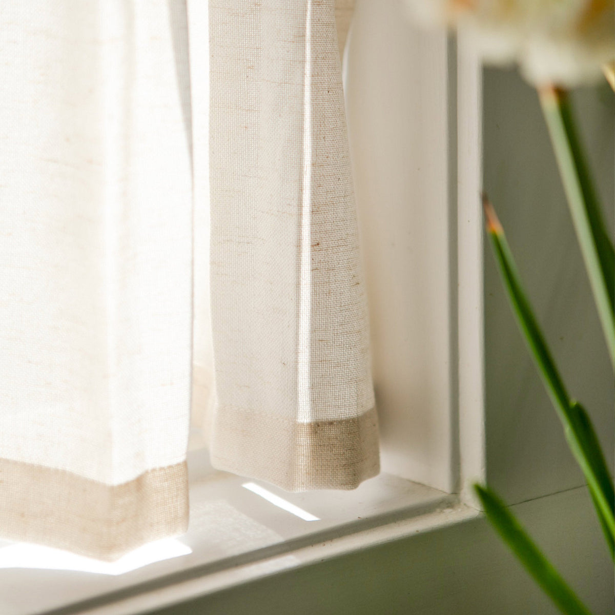 Sandra Cotton Linen Semi Sheer Cafe Curtains