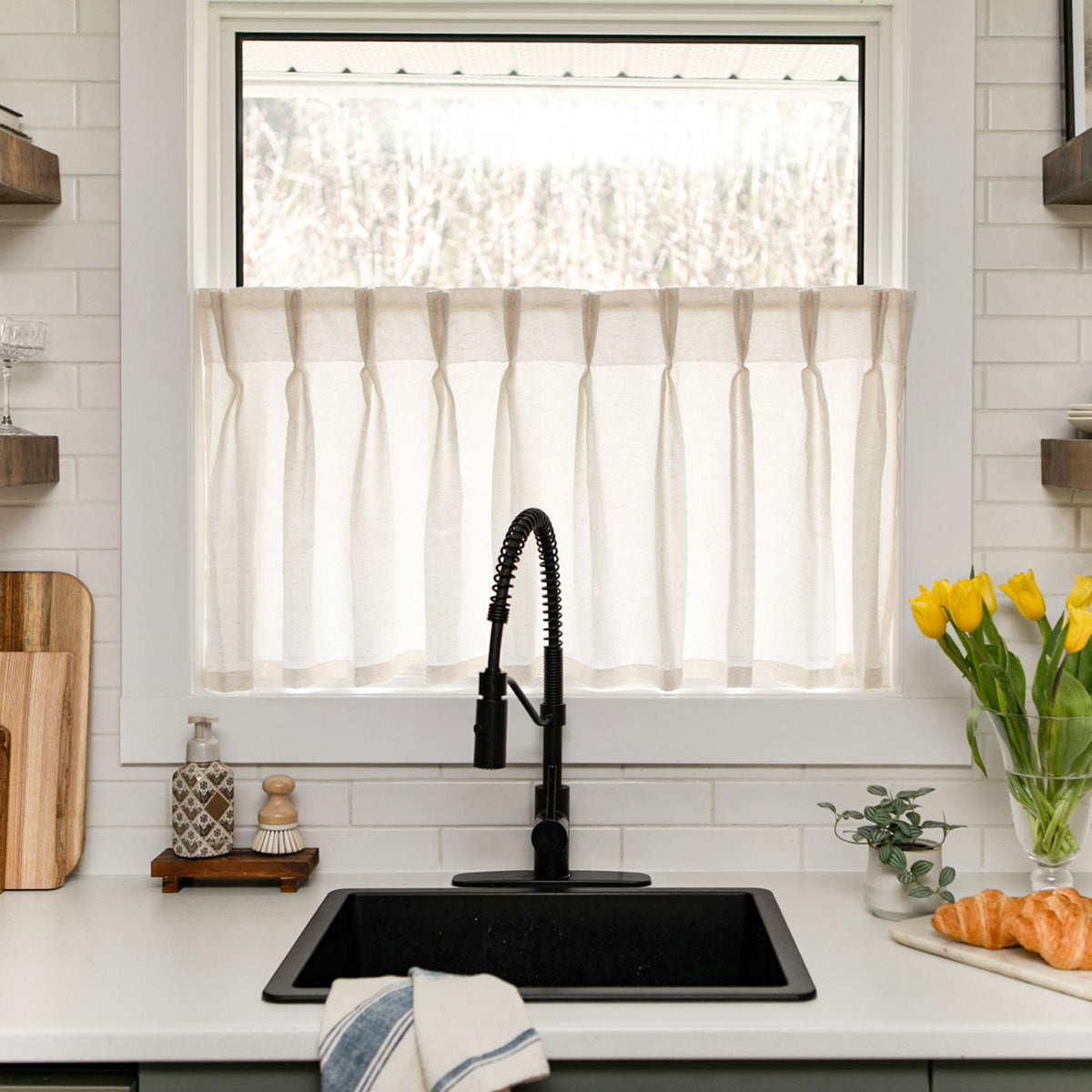 Sandra Cotton Linen Semi Sheer Cafe Curtains