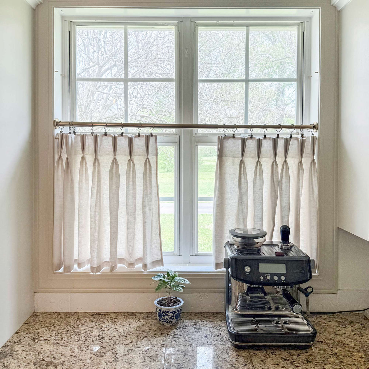 Sandra Cotton Linen Semi Sheer Cafe Curtains