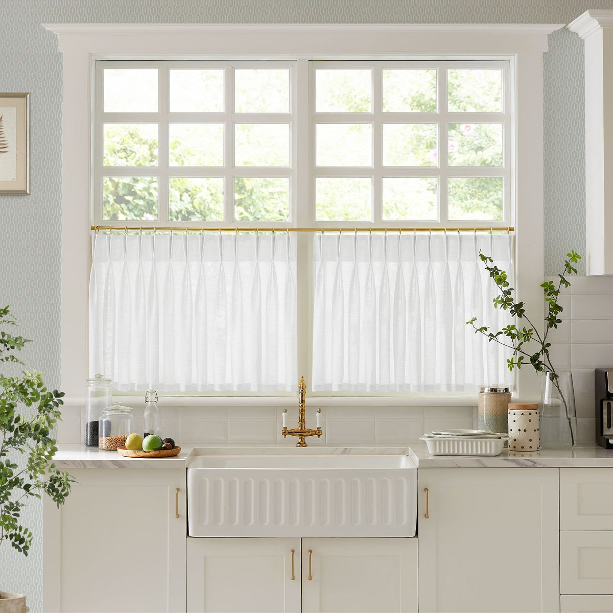 Sandra Cotton Linen Semi Sheer Cafe Curtains