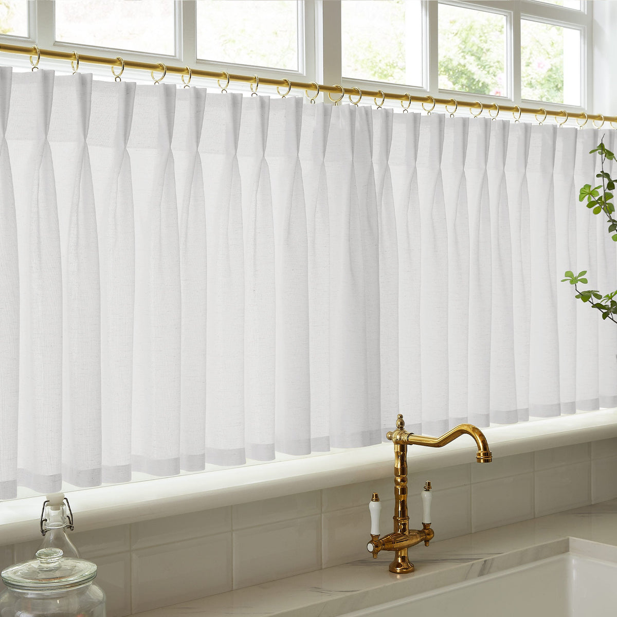 Sandra Cotton Linen Semi Sheer Cafe Curtains