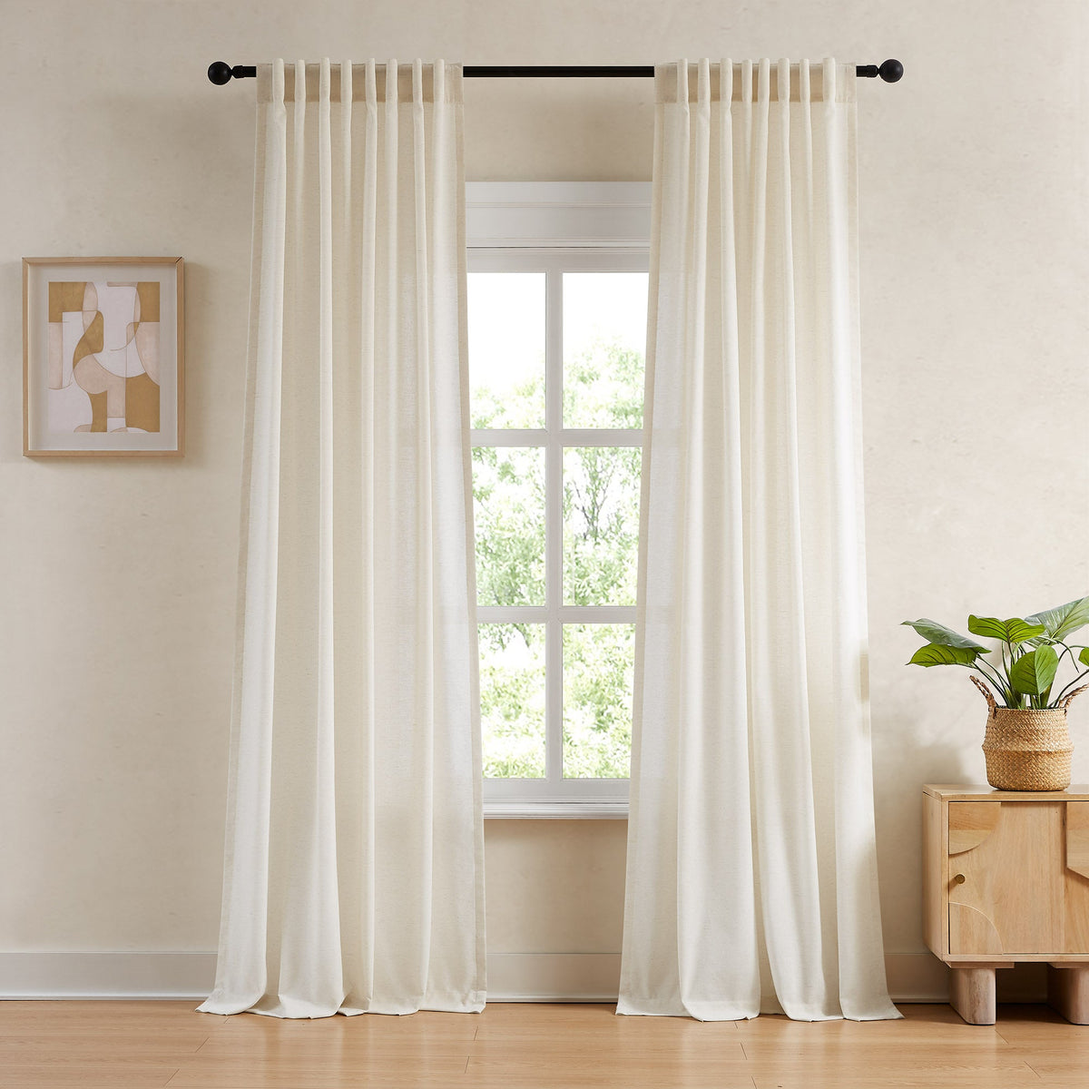 Sandra Cotton Linen Semi Sheer Curtains