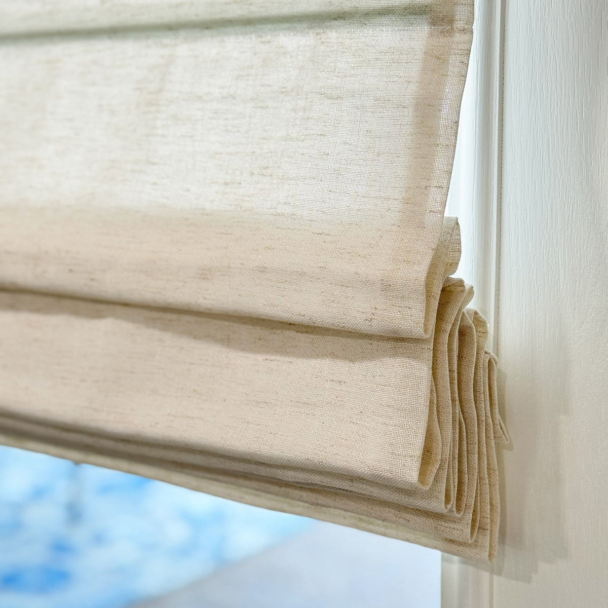 Sandra Custom Cotton Linen Sheer Roman Shades
