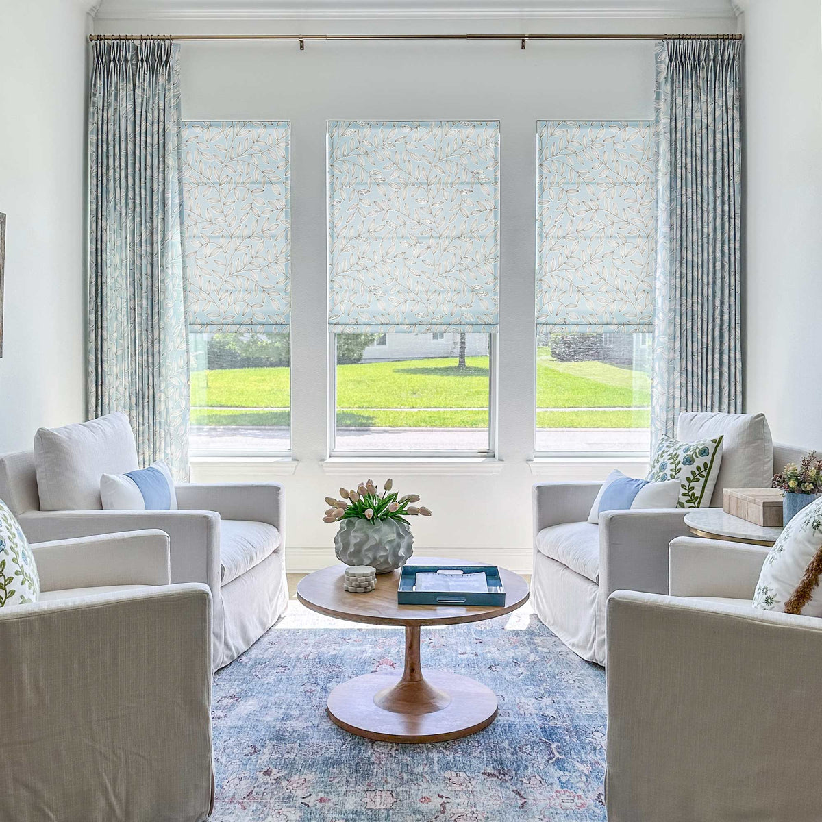 Fronde Leaf Pattern Custom Roman Shades