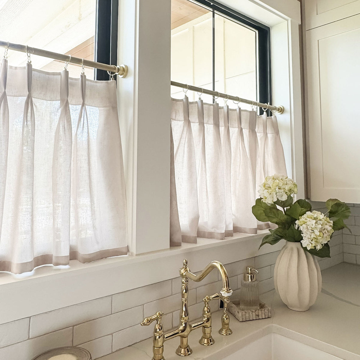 Sandra Cotton Linen Semi Sheer Cafe Curtains